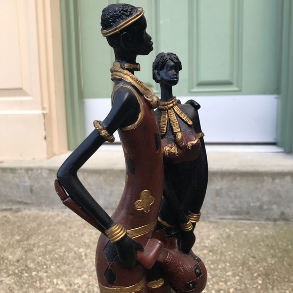 African Couple Statue - Metal Legs, Bodies made from Wood - 18.5 inches Tall - Picture 7 of 8